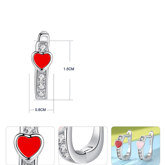 Srebrne Kolczyki z Czerwonym i Różowym Sercem