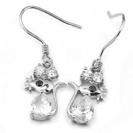 Kolczyki Srebrne Kotki z Cyrkoniami