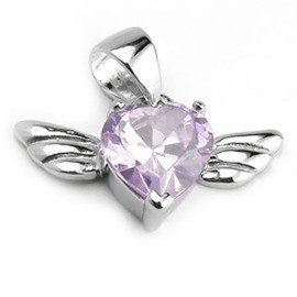 Srebrna Zawieszka Liliowe Serduszko