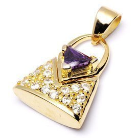 Zawieszka Srebrna Pozłacana Fioletowa Torebka
