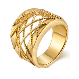 Szeroki Pierścionek Złoty Stal Szlachetna