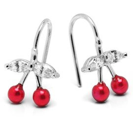 Srebrne Kolczyki z Czerwonymi Kulkami