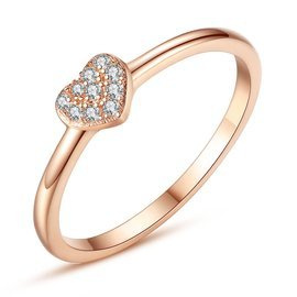 Pierścionek Srebrny Serce Pokryty Rózowym Złotem