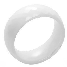 Obrączka Biała Ceramika z Fasetkami