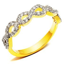 Pierścionek Srebrny Pozłacany z Białymi Kamieniami