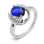 Srebrny Pierścionek z Szafirową Cyrkonią