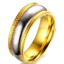 Obrączka Stal Szlachetna Pokryta Żółtym Złotem