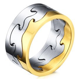 Obrączka ze Stali Szlachetnej Kształt Puzzli