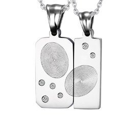 Komplet 2 Naszyjników dla Pary Linie Papilarne