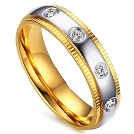 Obrączka z Cyrkoniami Stal Szlachetna Duokolor