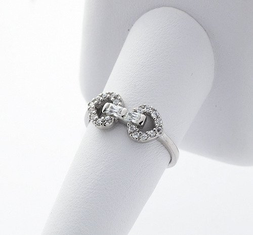 Srebrny Pierścionek Dwa Serca Wysadzane Cyrkoniami