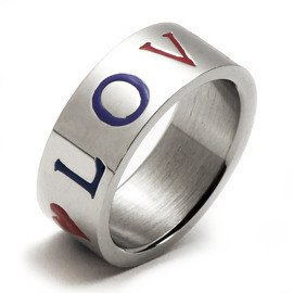 Obrączka z Serduszkami i Napisem LOVE Tęcza