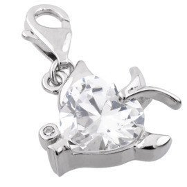 Srebrna Przywieszka Białe Serce z Cyrkonii
