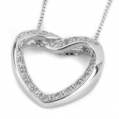 Zawieszka Srebrna Serce Białe Cyrkonie