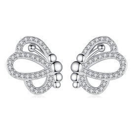 Srebrne Kolczyki Motylek z Cyrkoniami