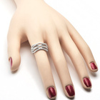 Szeroka Obrączka Srebrna z Trzema Rzędami Kamieni