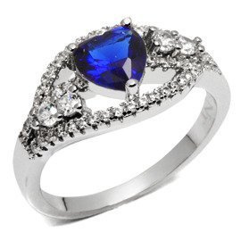 Srebrny Pierścionek z Szafirowym Sercem