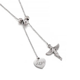 Naszyjnik Serce i Anioł Stal Szlachetna