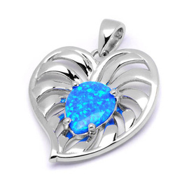 Srebrna Zawieszka Serce z Niebieskim Opalem