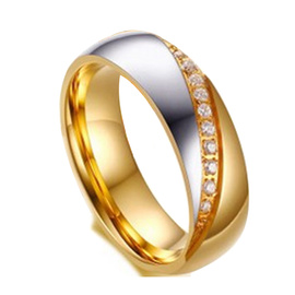 Obrączka ze Stali Szlachetnej z Cyrkoniami Duokolor