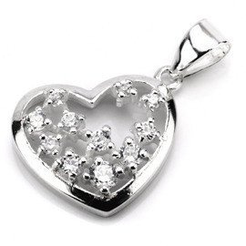 Zawieszka Srebrna Serce z Białymi Cyrkoniami