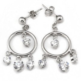 Kolczyki Srebrne Koła Białe Cyrkonie