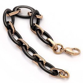 Bransoletka z Czarną Ceramiką i Stal Szlachetna