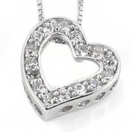 Srebrna Zawieszka Serce Białe Cyrkonie