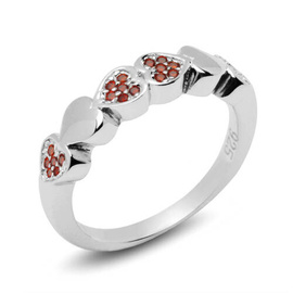 Srebrny Pierścionek Czerwone Serce
