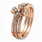 Potrójny Pierścionek Srebrny Pozłacany Koniczynka 