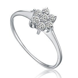 Srebrny Pierścionek Kwiat Diamentowe Cyrkonie