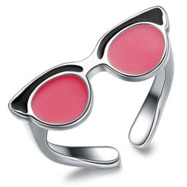 Srebrny Pierścionek Okulary Regulacja Rozmiaru