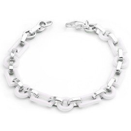 Bransoletka ze Stali Szlachetnej Biała Ceramika