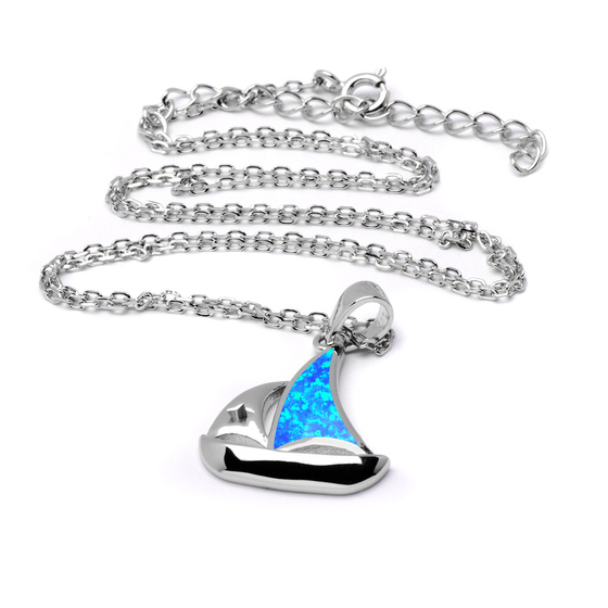 Srebrny Naszyjnik z Niebieskim Opalem Żaglówka