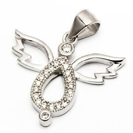 Zawieszka Srebrna Aniołek Białe Cyrkonie
