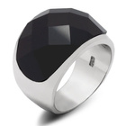 Szeroka Obrączka Srebrna z Czarnym Onyksem