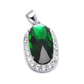 Srebrny Wisiorek Zawieszka z Zieloną Cyrkonią