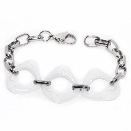 Bransoletka Biała Ceramika i Stal Szlachetna