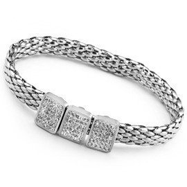 Bransoletka ze Stali z Białymi Kryształkami