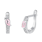 Srebrne Kolczyki Różowe Listki