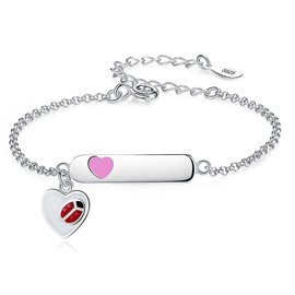 Bransoletka Srebrna Serce z Biedronką