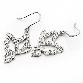 Kolczyki Srebrne Motylki z Białymi Cyrkoniami