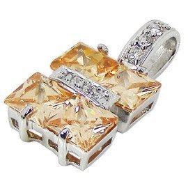 Srebrna Zawieszka z Pomarańczowymi Cyrkoniami 1037