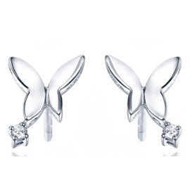 Srebrne Kolczyki Motylki z Cyrkoniami