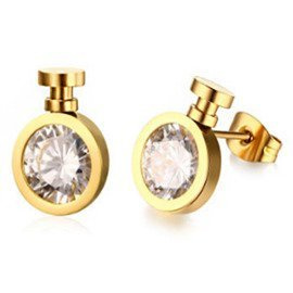 Złote Kolczyki ze Stali Szlachetnej z Cyrkoniami