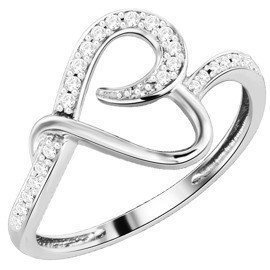 Pierścionek Kształt Serca Białe Złoto Zaręczynowy