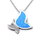 Srebrny Naszyjnik Motyl z Opalem