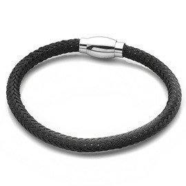 Czarna Bransoletka Pleciona ze Stali Chirurgicznej