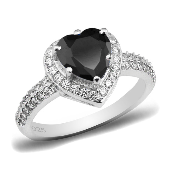 Pierścionek Srebrny z Czarnym Sercem