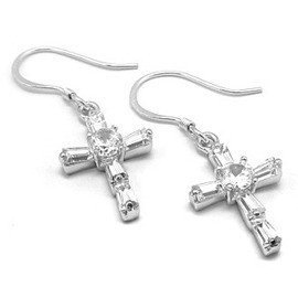 Kolczyki Srebrne z Krzyżykami i Cyrkoniami